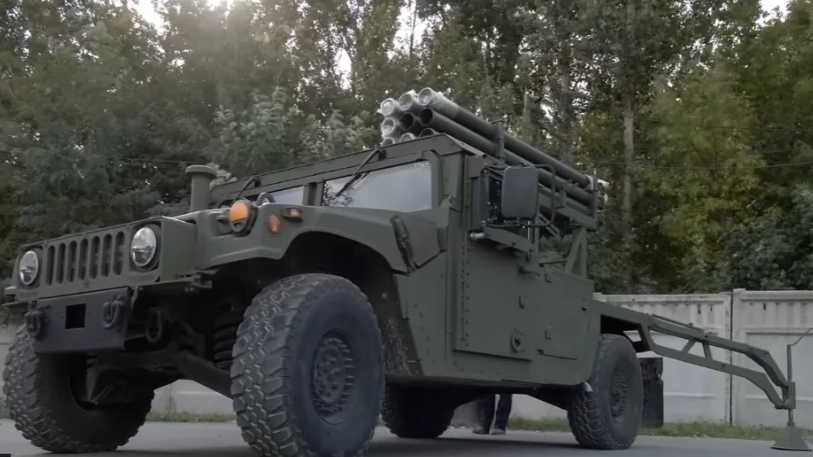 Ukrainians turn Humvee into rocket launcher